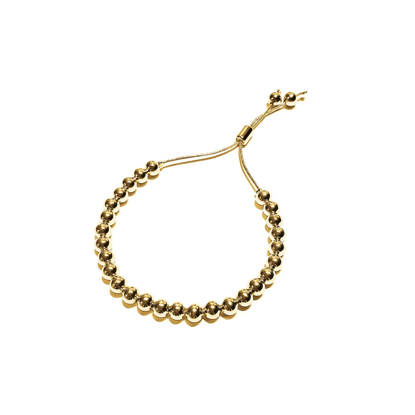 Pulsera con esferas bañada en oro con cordón (PELO25)