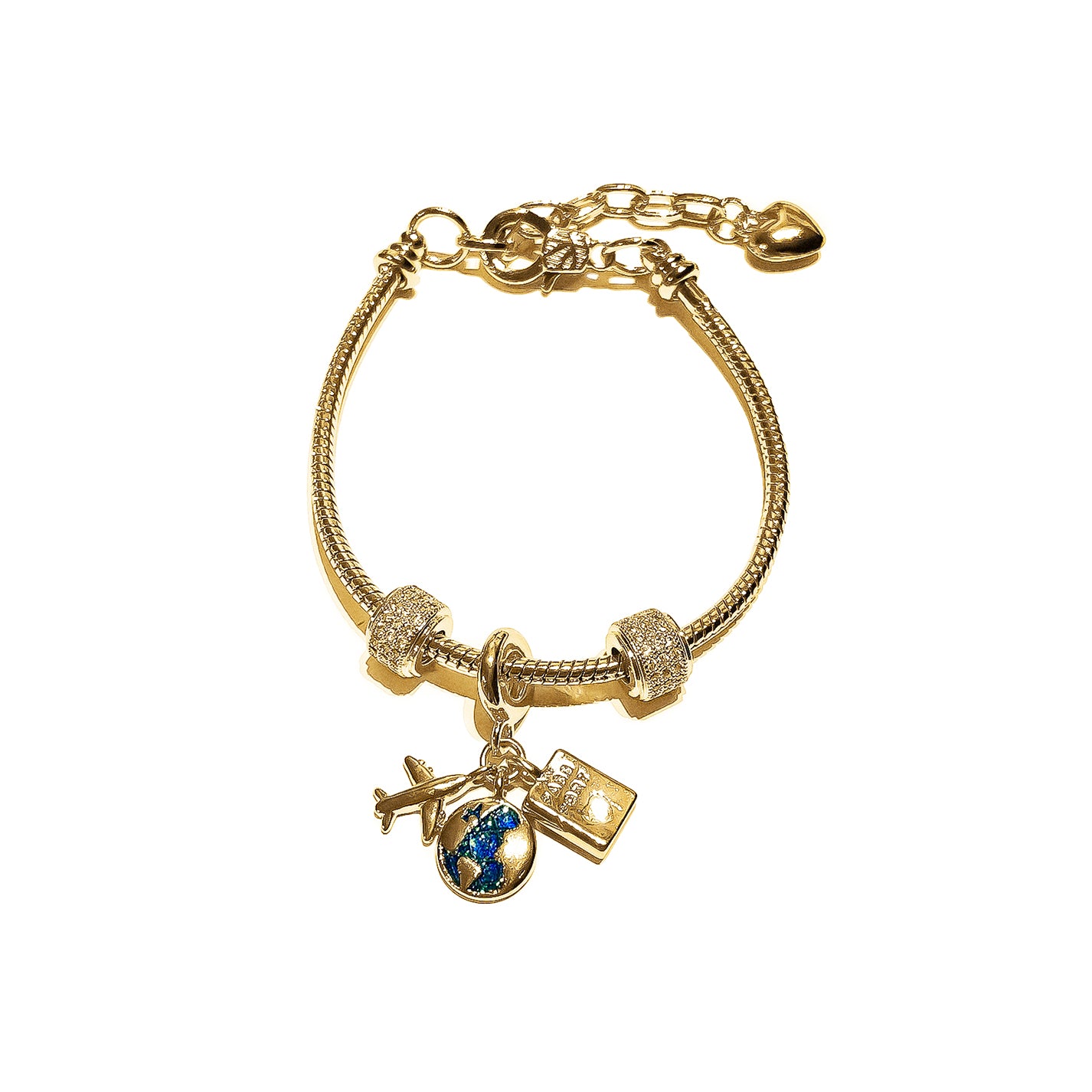 Pulsera dorada bañada oro aplicaciones Travel (AV27)