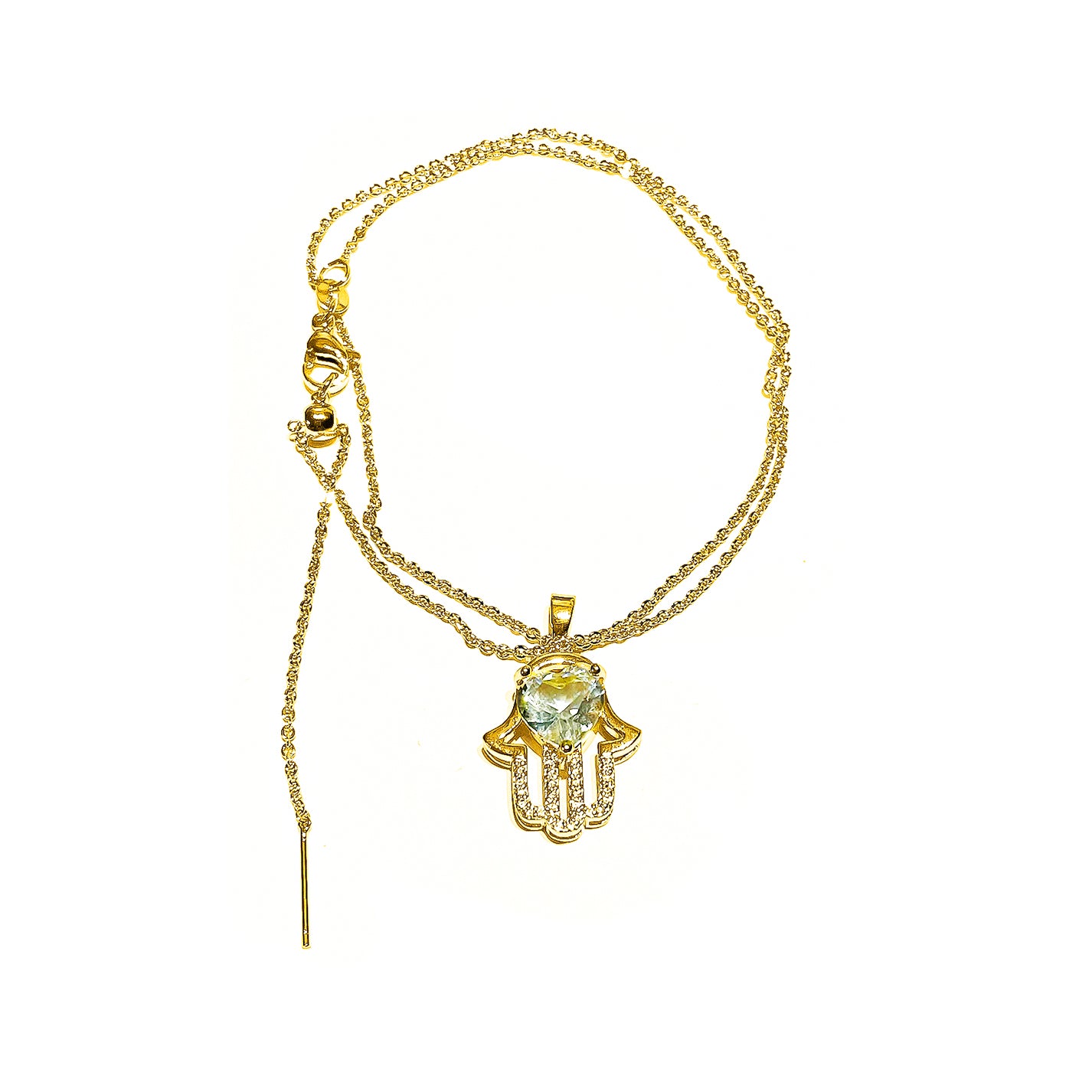 Collar ajustable con Mano de Fátima, bañado en Oro (PLMAN32)