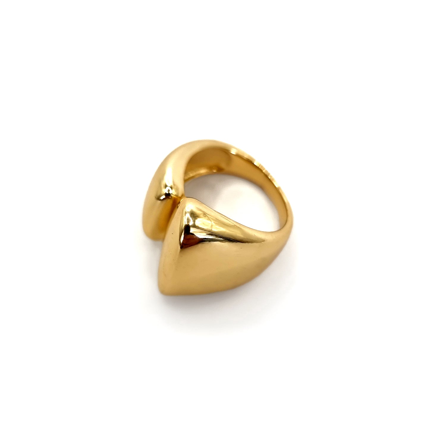 Anillo Asimétrico Abierto Bañado en Oro (AC03)