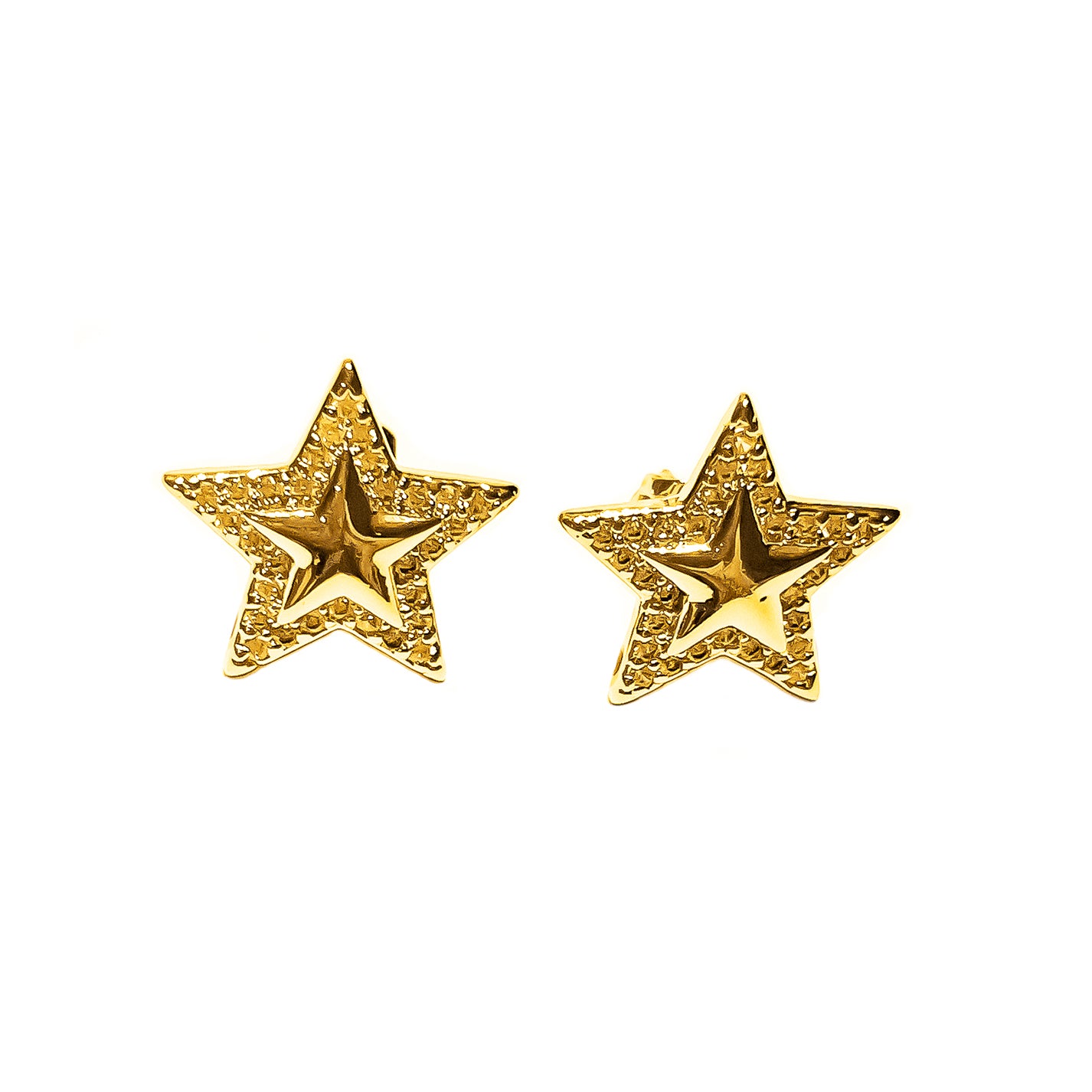 Aros estrella bañados en oro con aplicación (BRI14)
