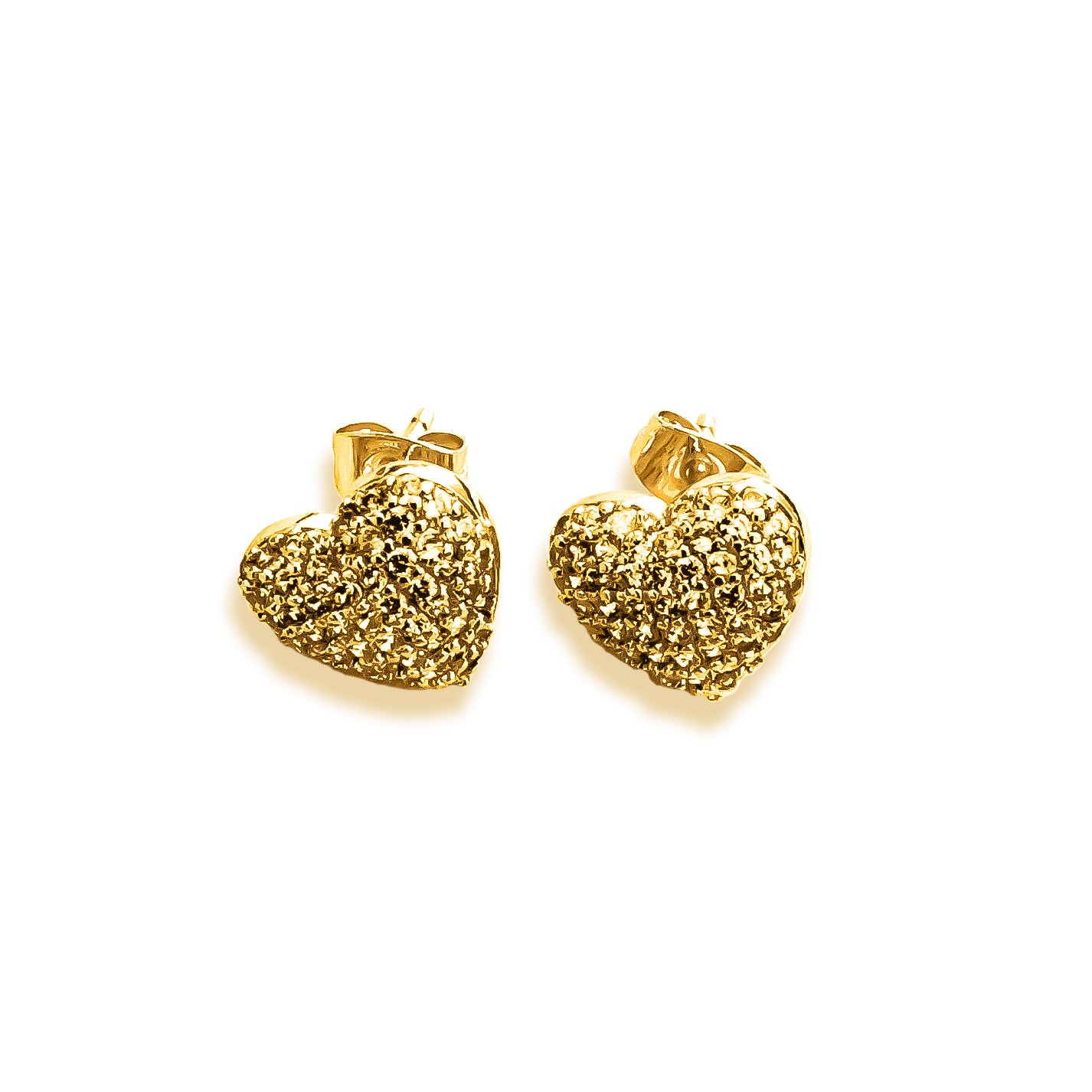 Aros corazón brillante pequeños bañados en oro (ARCOCRIPE10)