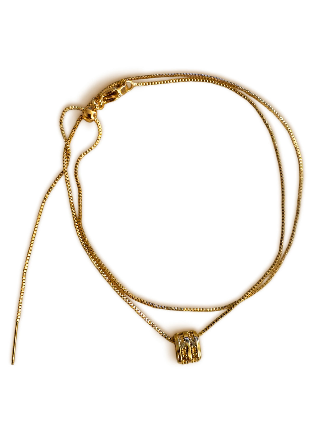 Collar Doble Cadena Aro Pavé Bañado en Oro (EHJCOLCAR03)