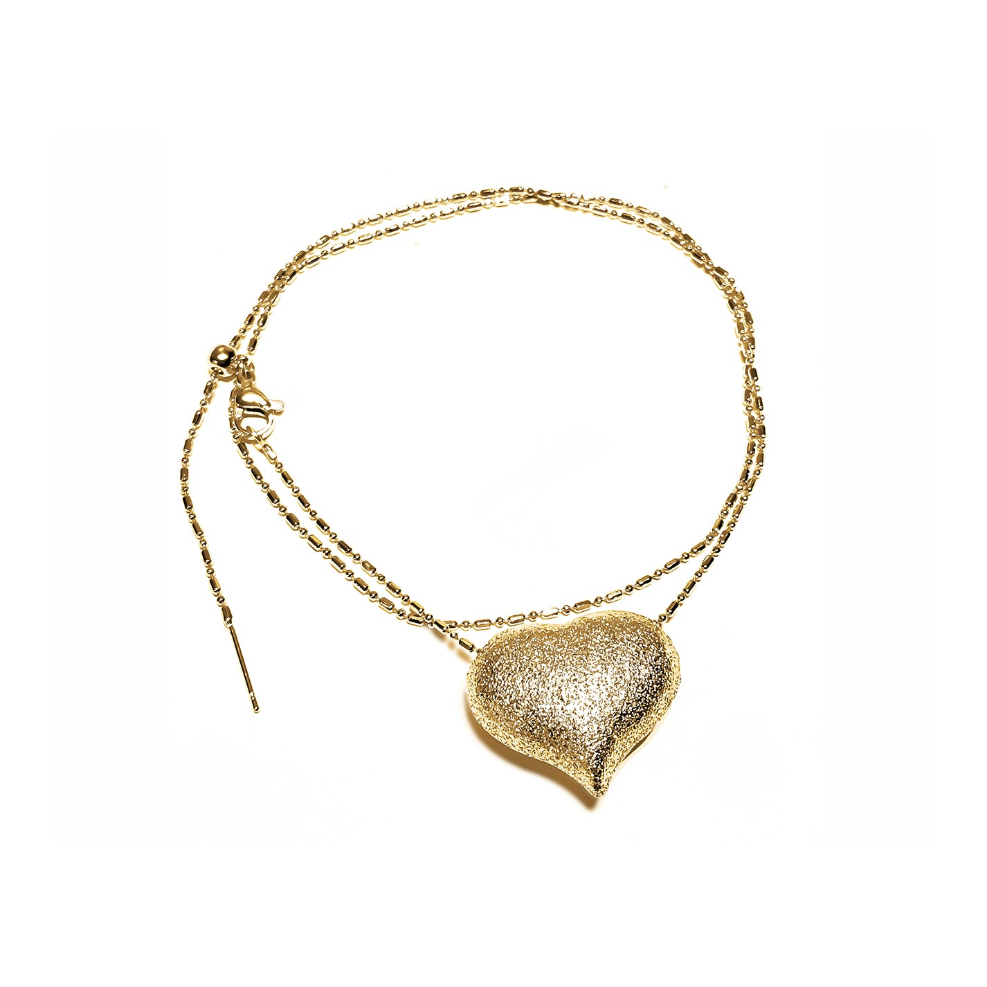 Collar Ajustable con brillo Bañado en Oro con Corazón (BRI37)