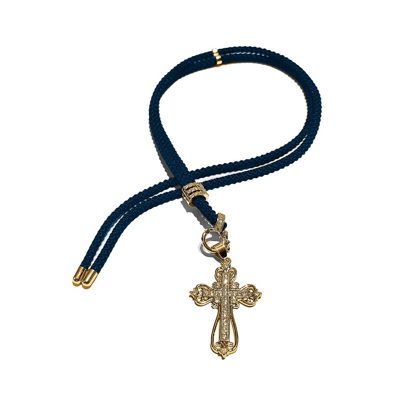 Collar cordón negro ajustable con cruz (CRU22)