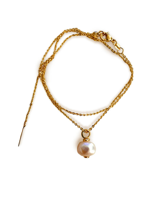 Collar Ajustable con Colgante Perla Bañado en Oro (EHJCOLPE2P10)