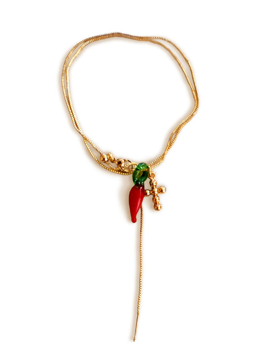 Collar Ajustable con Colgante Ají Bañado en Oro (EHJCOLAJI02)