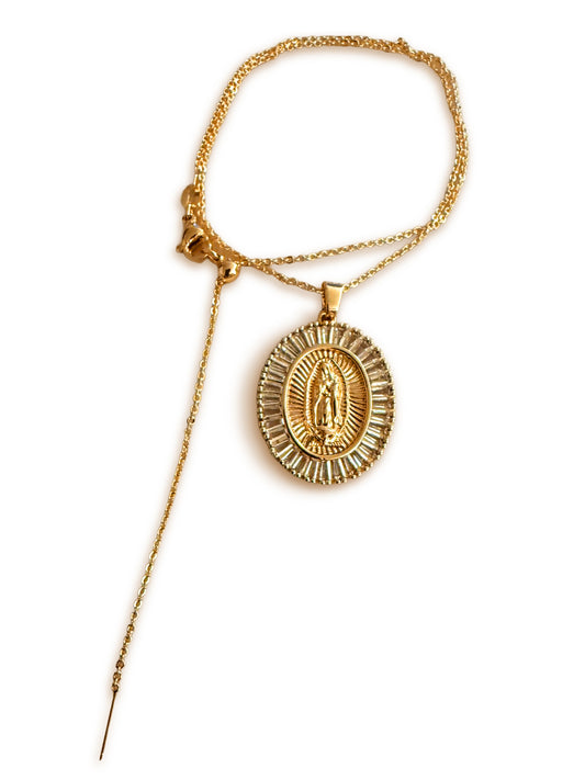 Collar Ajustable con Colgante Virgen Bañado en Oro (EHJCOLAVIR08)